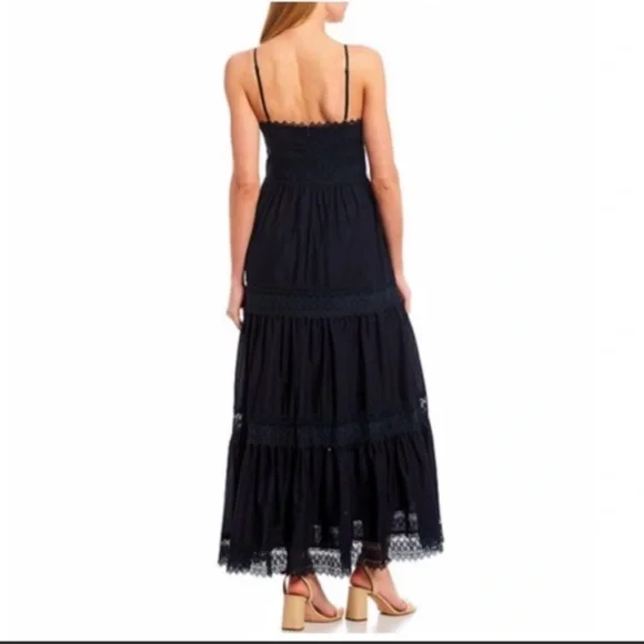 ANTONIO MELANI Mikaela Navy Lace Trim Maxi Dress - Picture 2 of 11